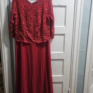 Roaman's Vibrant Red Lace Dress